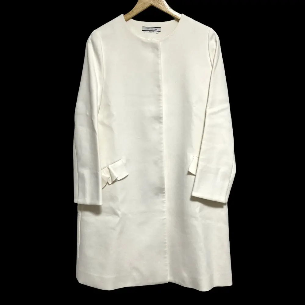 フォクシーニューヨークコレクション Doubleface light Weight Coating Flounce Pocket Coat ノーカラーコート 40 ホワイト