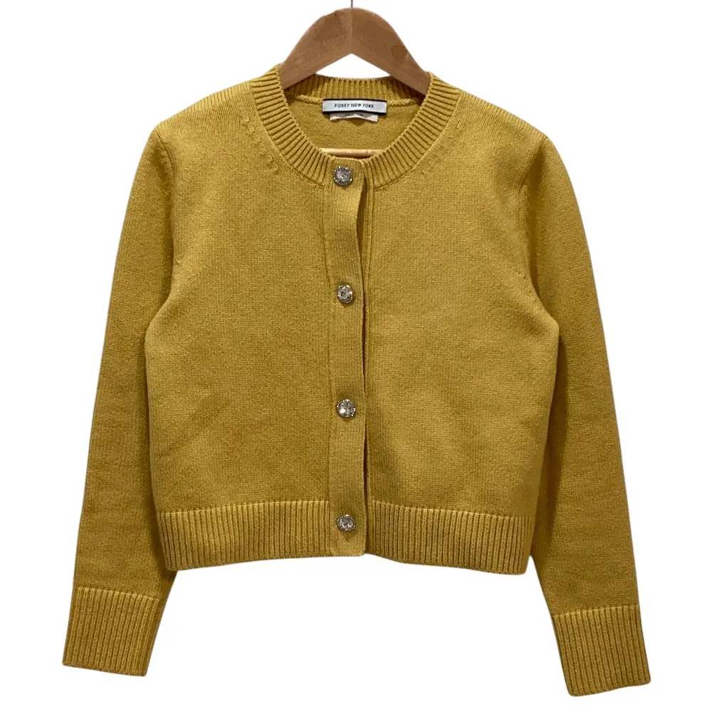 フォクシーニューヨーク コレクション Cardigan Etoile Brillante ビジュー カーディガン 41249 サイズ38 イエロー
