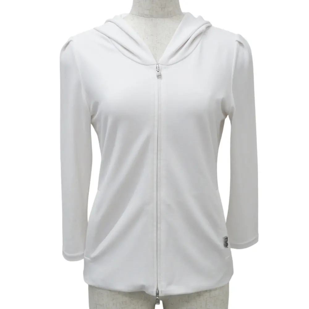 クリーニング済み FOXEY NEW YORK フォクシーニューヨーク ストレッチ するするパーカー 33706 サイズ40 ホワイト