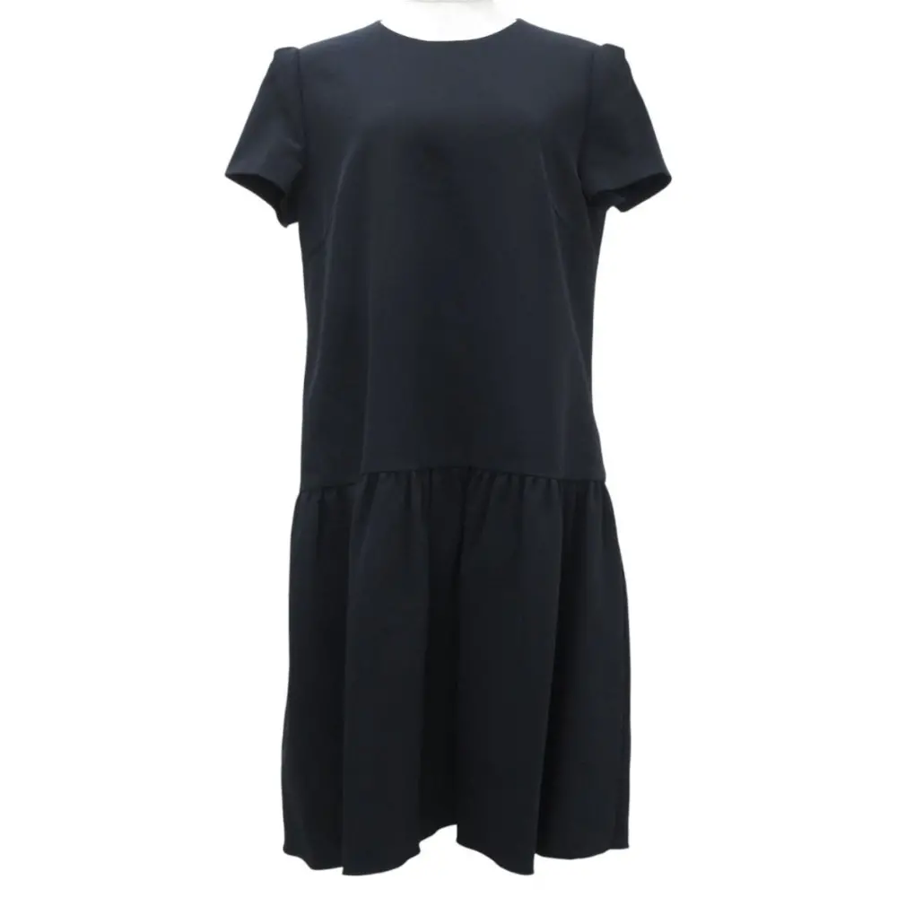 FOXEY NEW YORK フォクシーニューヨーク マットストレッチグログラン ローウエスト ギャザー ワンピース 36465 サイズ42 ネイビー