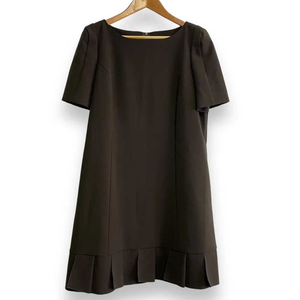 FOXEY NEW YORK フォクシーニューヨーク ラペルドレス 半袖 ボートネック Aライン ミニワンピース 27896 42 ブラウン