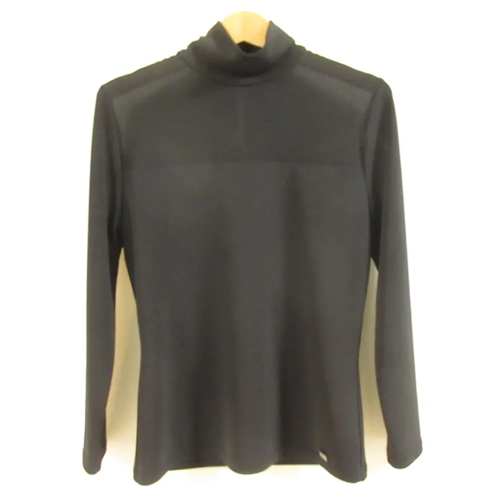 FOXEY NEW YORK フォクシーニューヨーク ロングスリーブ ハイネック プルオーバー シアー切替 カットソー 23370 サイズ40 ブラック