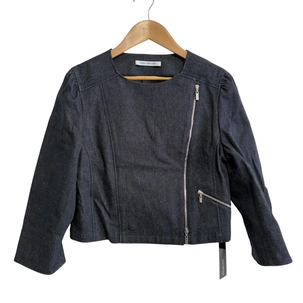 FOXEY NEW YORK フォクシーニューヨーク 2023年モデル Mariza デニム ライダースジャケット 43290 38 ネイビー