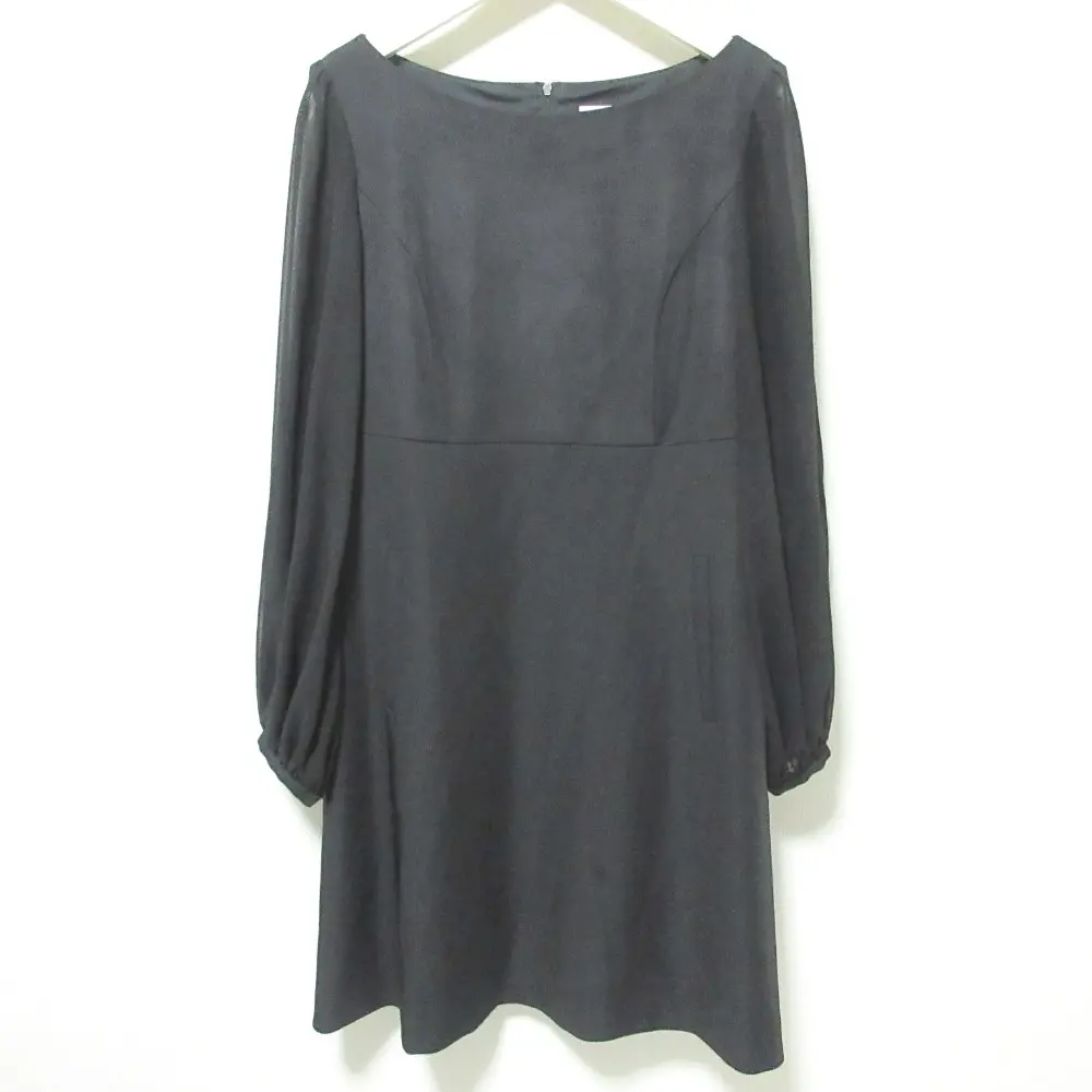 FOXEY NEW YORK フォクシーニューヨーク ストレッチ シアースリーブ 長袖 ミニドレス フレアワンピース 37806 40 ブラック