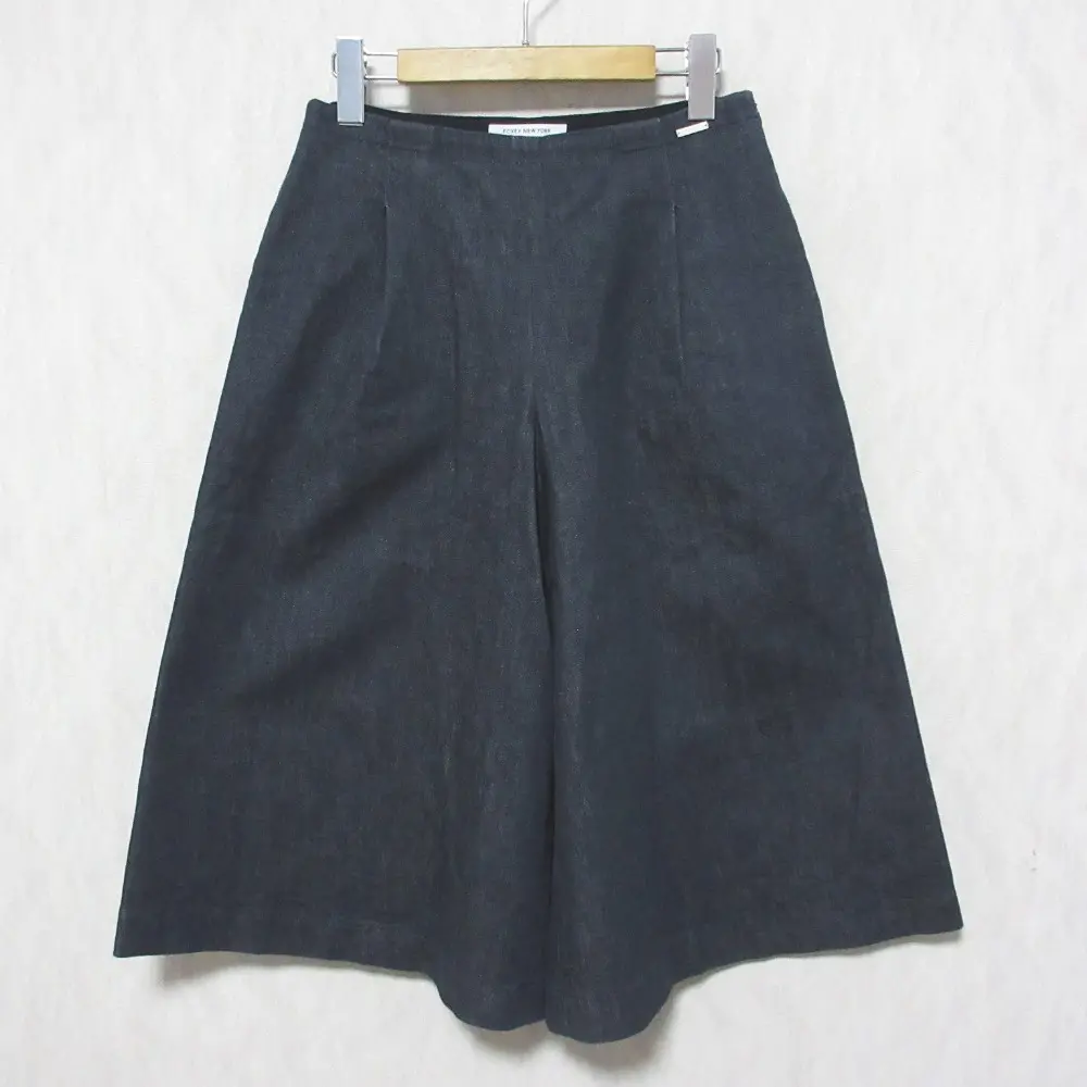 FOXEY NEW YORK フォクシーニューヨーク Pants INDIGO ストレッチ デニムガウチョ ワイドパンツ 38780 40 インディゴ