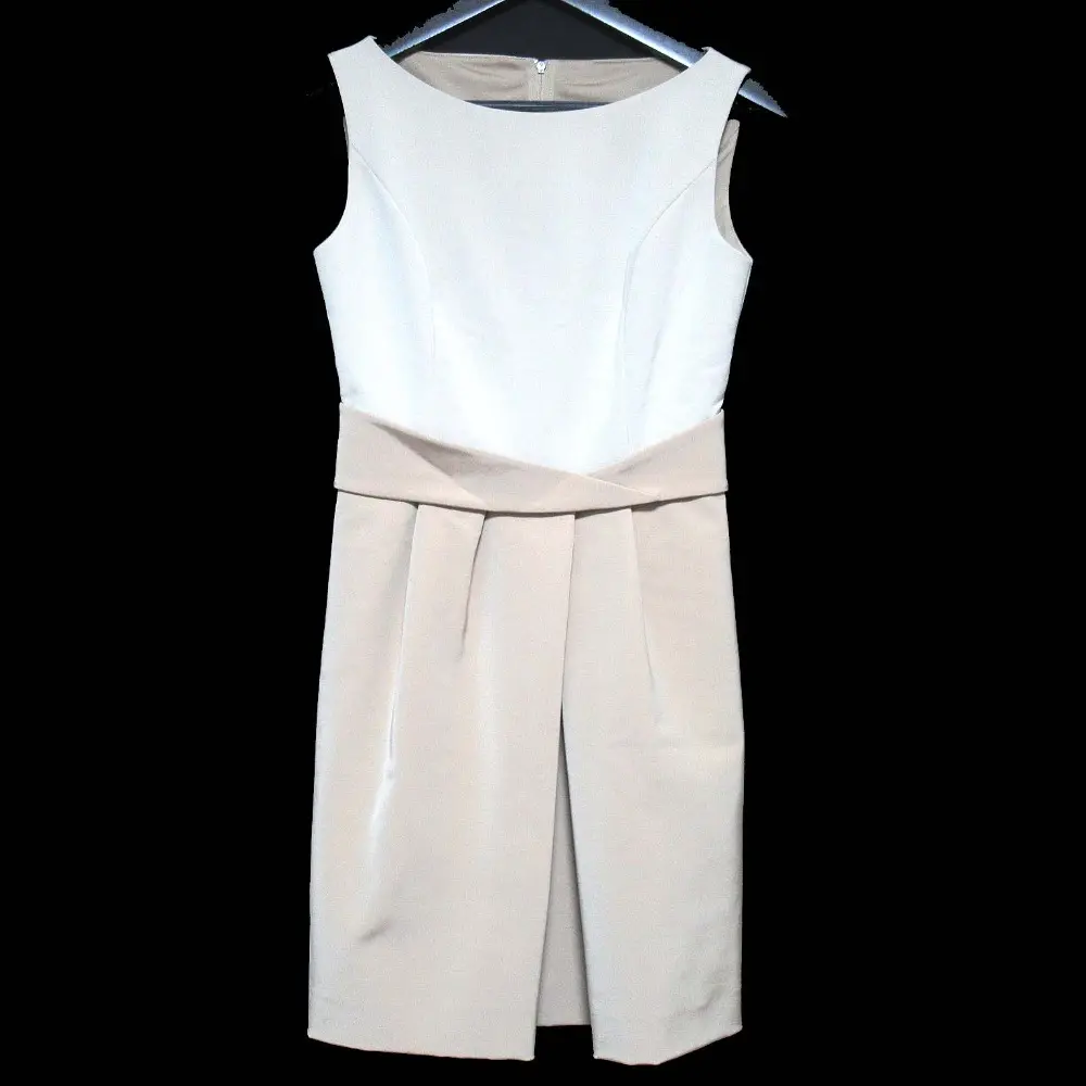 FOXEY NEW YORK フォクシーニューヨーク ひざ上丈 ノースリーブ ドッキング ワンピース 38サイズ 31025 ベージュ