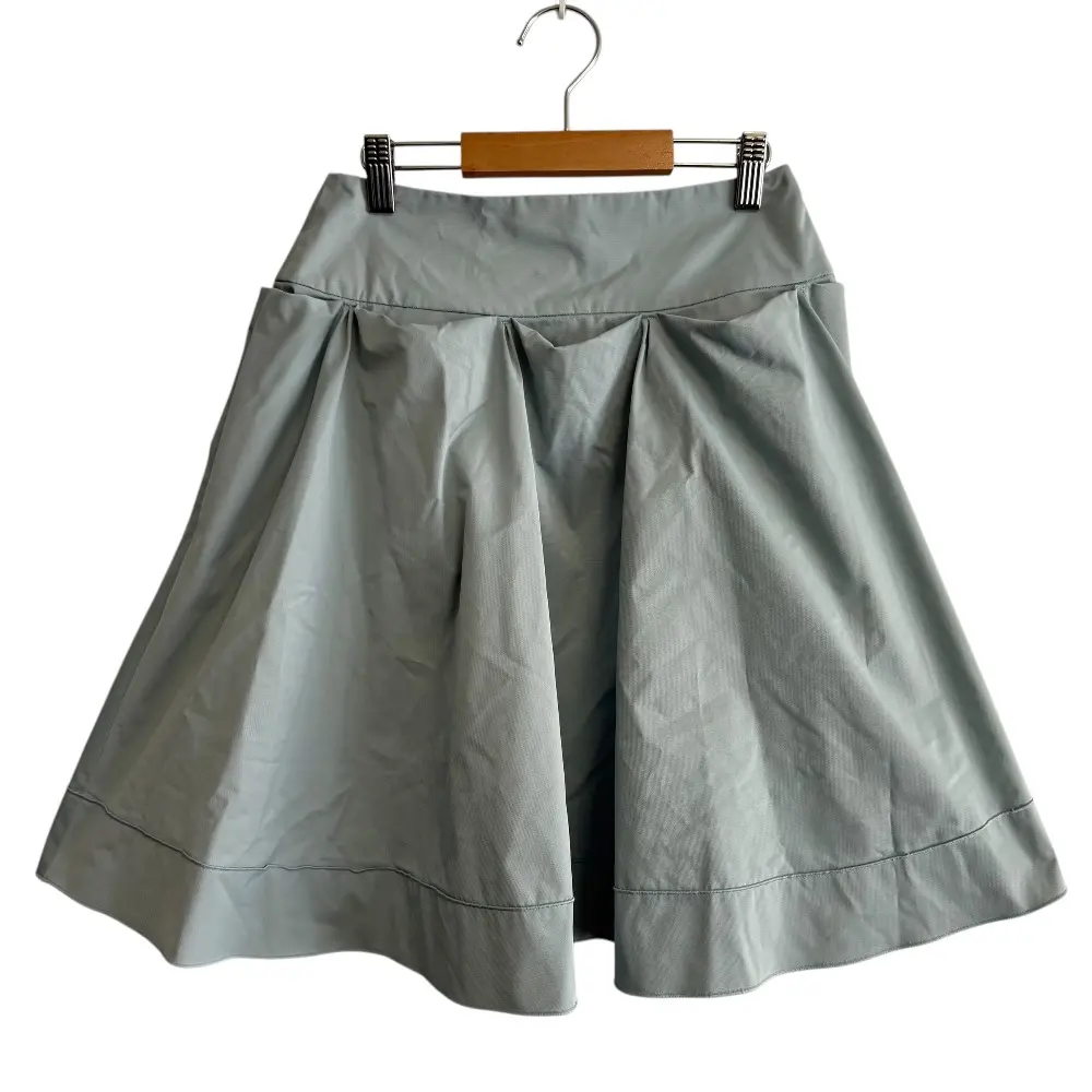 FOXEY NEW YORK フォクシーニューヨーク ひざ丈 タック フレアスカート 38 ライトブルー