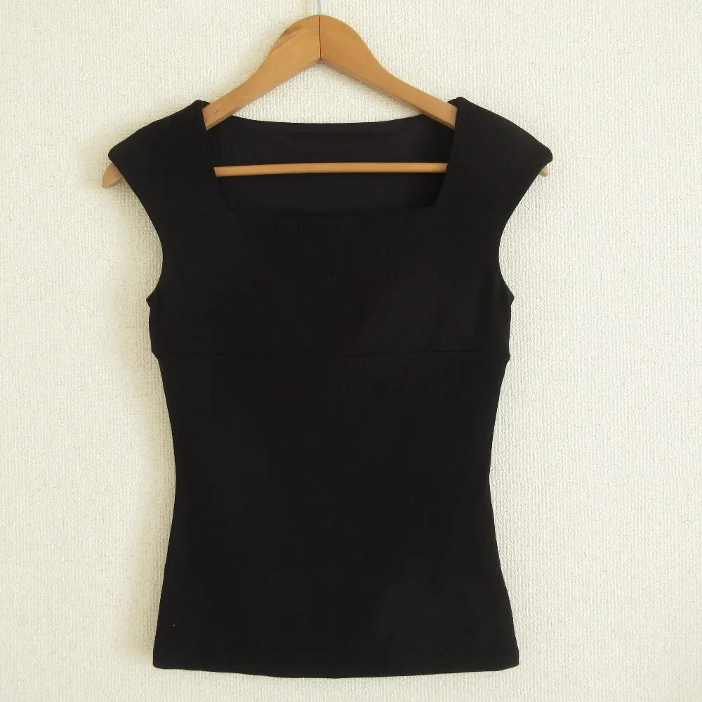 FOXEY NEW YORK フォクシーニューヨーク 小顔タンク スクエアネック ノースリーブ カットソー 33681 38 ブラック