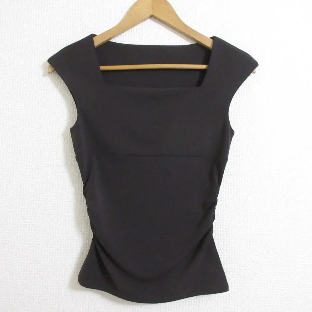 FOXEY NEW YORK フォクシーニューヨーク 小顔タンク サイドシャーリング ノースリーブ カットソー 25965 38 ブラック