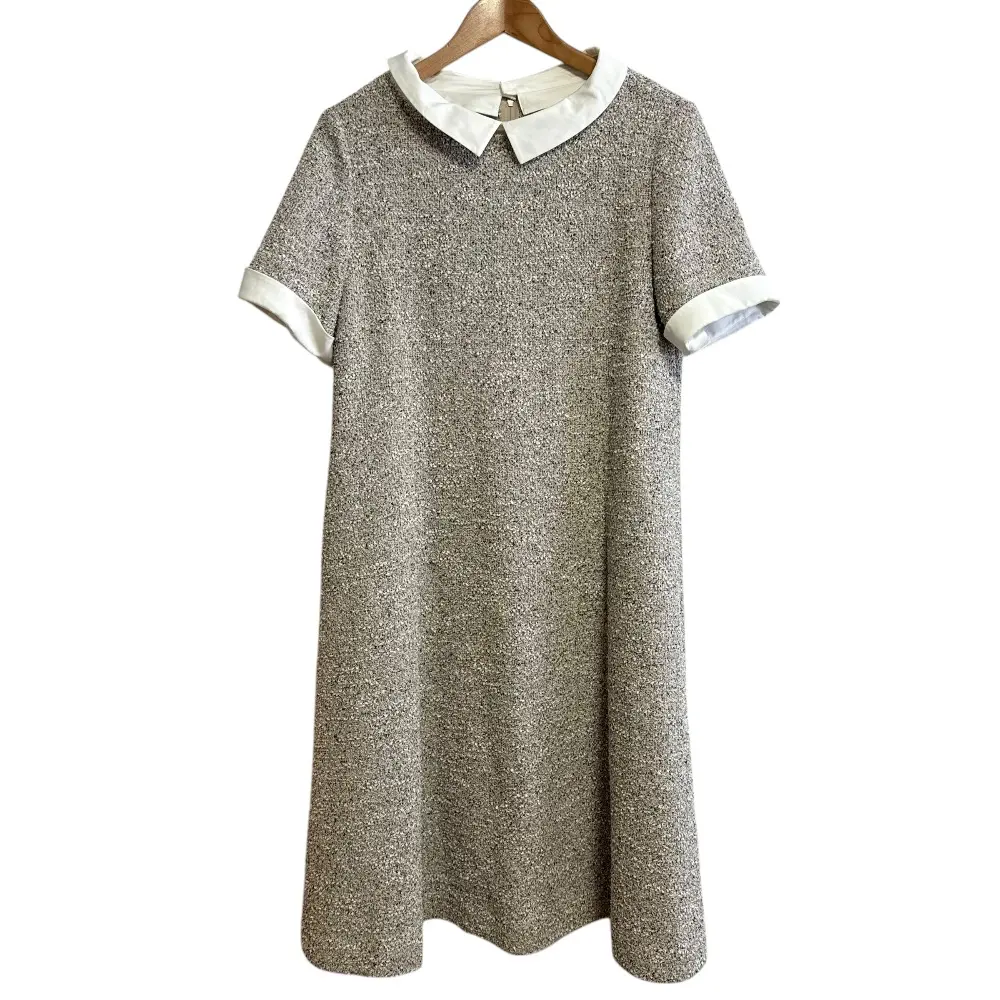 FOXEY NEW YORK フォクシーニューヨーク 2023年モデル Dress Blair 半袖 襟付き ひざ丈 ツイードワンピース 43296 42 ベージュ