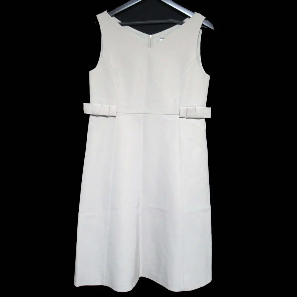 クリーニング済 FOXEY NEW YORK フォクシーニューヨーク リボンドレス ノースリーブ ひざ丈 ワンピース 36493 40 グレージュ