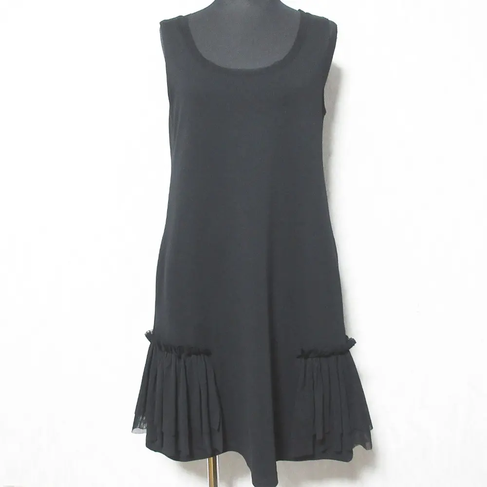 FOXEY NEW YORK フォクシーニューヨーク ノースリーブ ギャザーヘム ミニドレス ワンピース 29068 40 ブラック