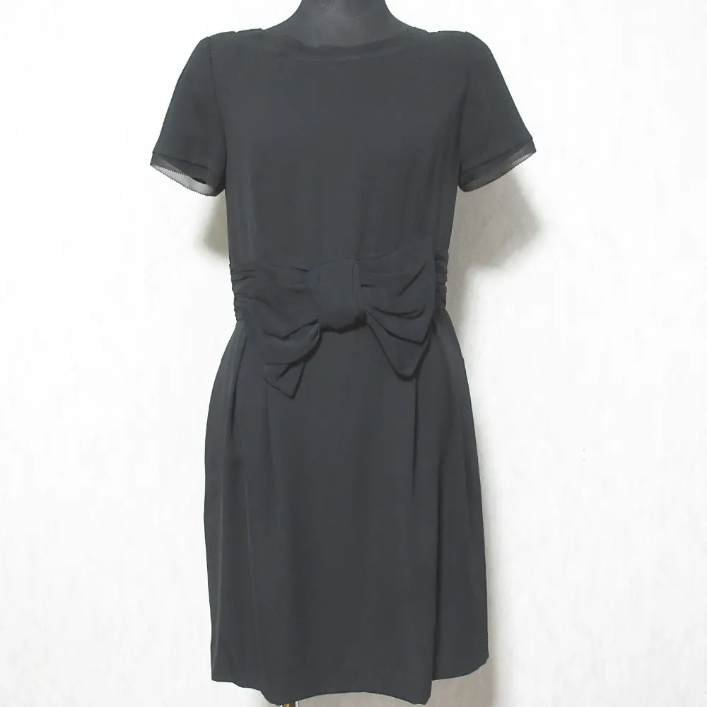 FOXEY NEW YORK フォクシーニューヨーク フロントリボン ショートスリーブ ドレス ミニワンピース 27190 38 ブラック