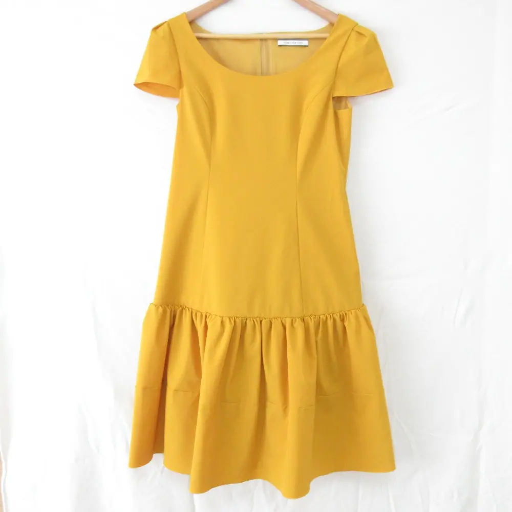 FOXEY NEW YORK フォクシーニューヨーク 半袖 ストレッチ ドレス ワンピース 38336 サイズ40 イエロー