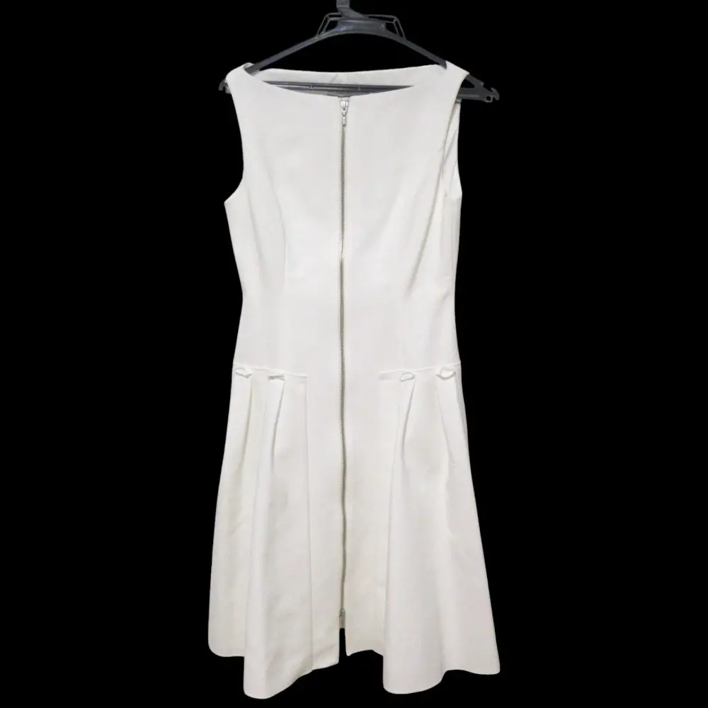 FOXEY NEW YORK フォクシーニューヨーク フロントジップ ノースリーブ ドレス ワンピース 39354 サイズ38 ホワイト