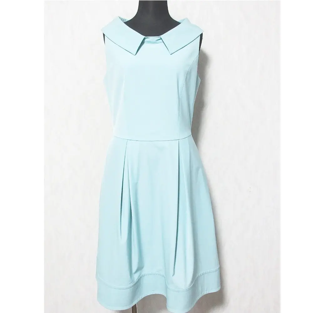 FOXEY NEW YORK フォクシーニューヨーク アナスタシア 襟付き ひざ丈 ノースリーブ フレアワンピース ドレス 33314 40 ブルー系