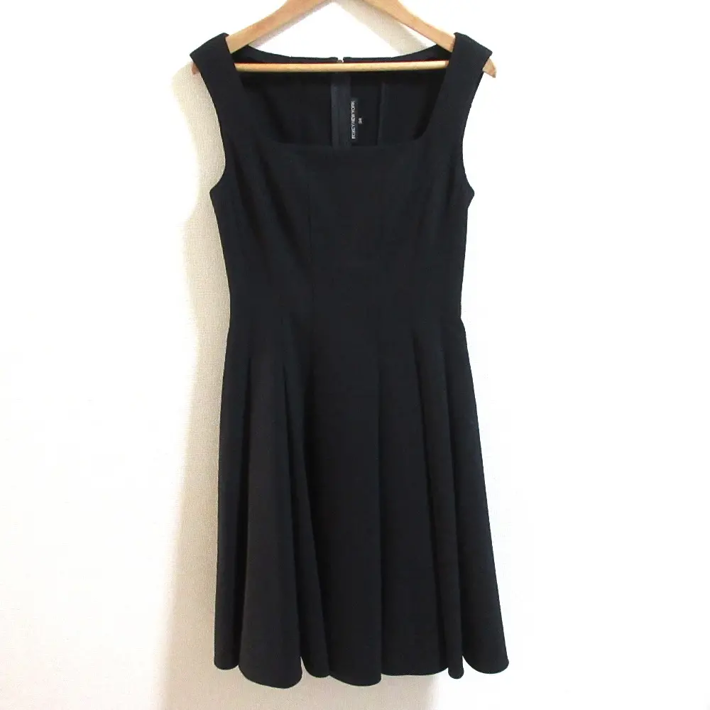 FOXEY NEW YORK フォクシーニューヨーク スクエアネック ノースリーブワンピース 25100 サイズ38 ブラック