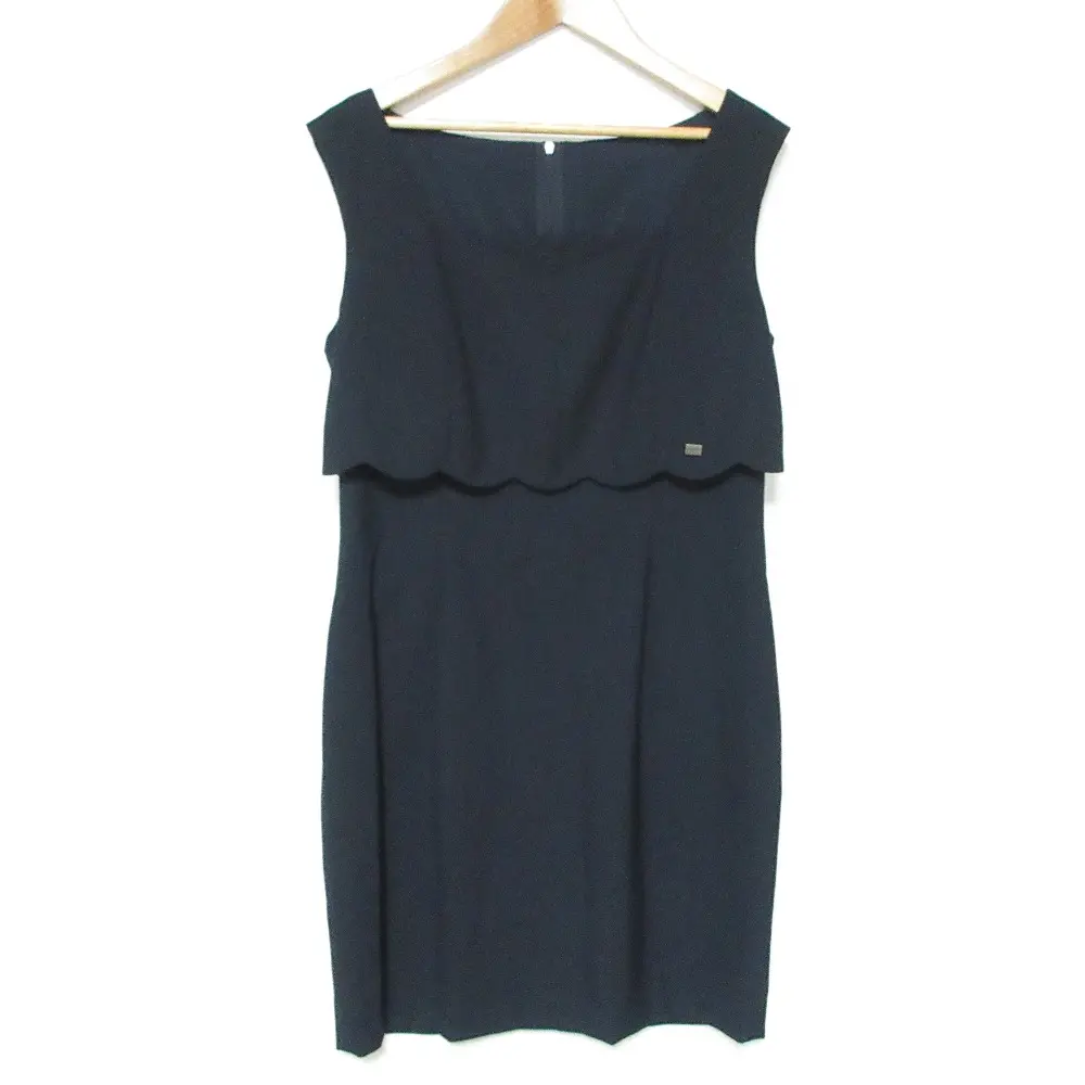 FOXEY NEW YORK フォクシーニューヨーク ノースリーブ スカラップ ワンピース ミニドレス 29649 42 ネイビー