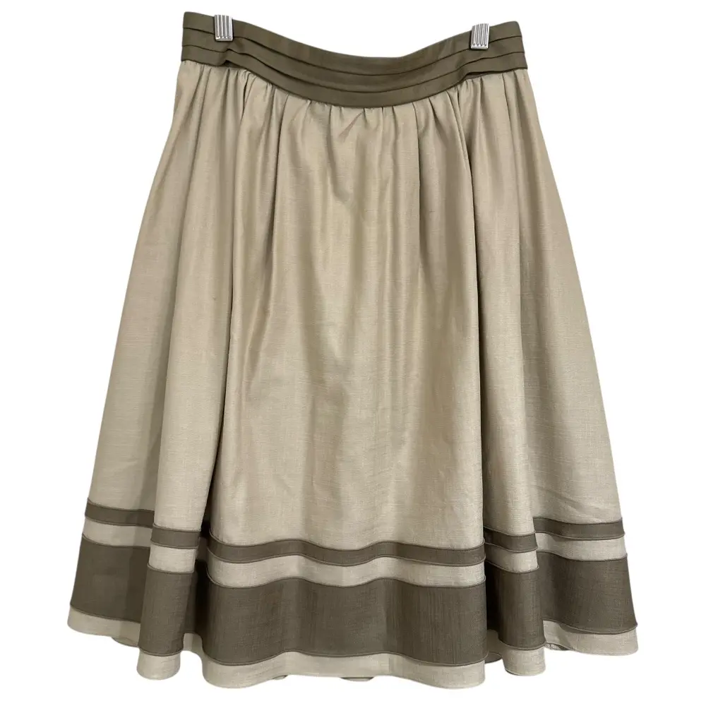 FOXEY NEW YORK フォクシーニューヨーク カプチーノ ひざ丈 ギャザーフレアスカート 30136 42 ベージュ×モカ
