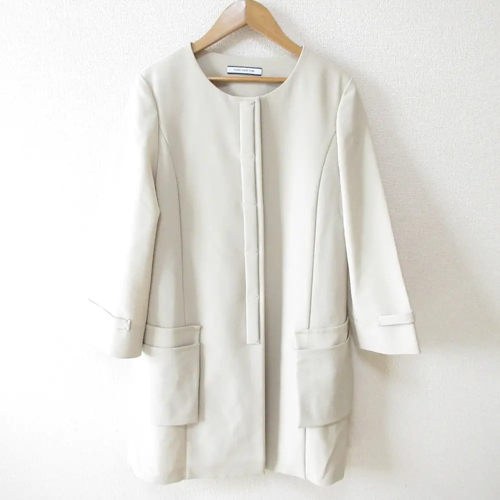 FOXEY NEW YORK フォクシーニューヨーク マットストレッチグログラン ノーカラー コート 33734 40 ベージュ