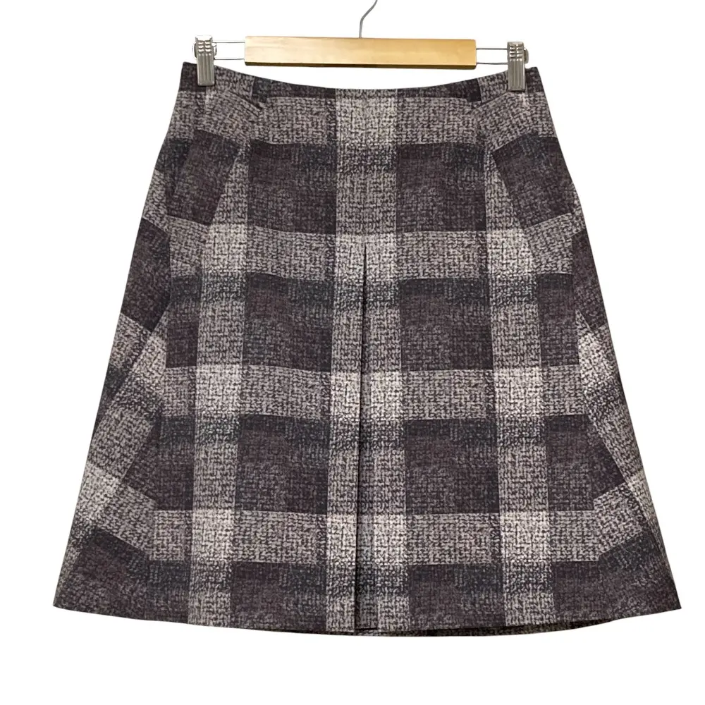 FOXEY NEW YORK collection フォクシーニューヨーク Tartan Suiting Skirt ひざ丈 スカート 35098 サイズ40 グレー ブラウン