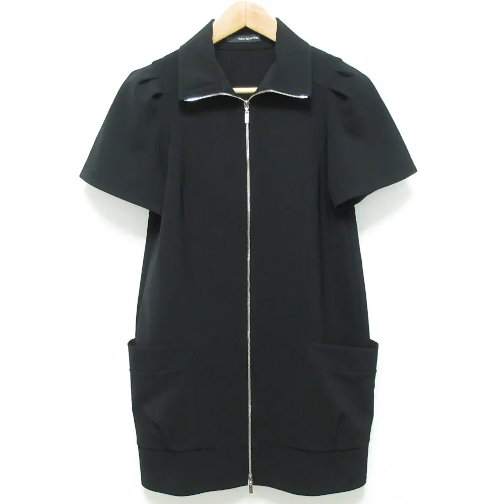 FOXEY NEW YORK フォクシーニューヨーク パフスリーブ センタージップ ジャージーワンピース 26227 サイズ38 ブラック