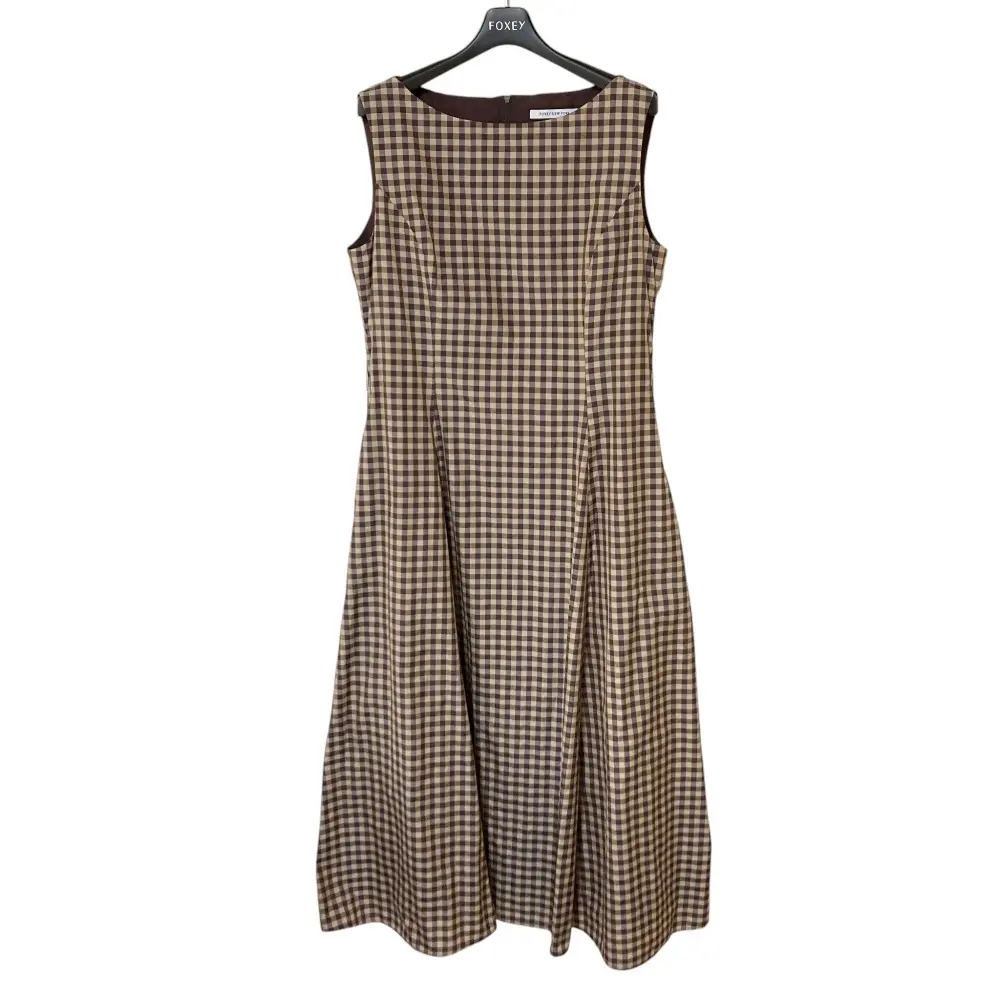 23年モデル FOXEY NEW YORK フォクシーニューヨーク Dress Sortie ギンガムチェック ワンピース 43299 サイズ42 ブラウン