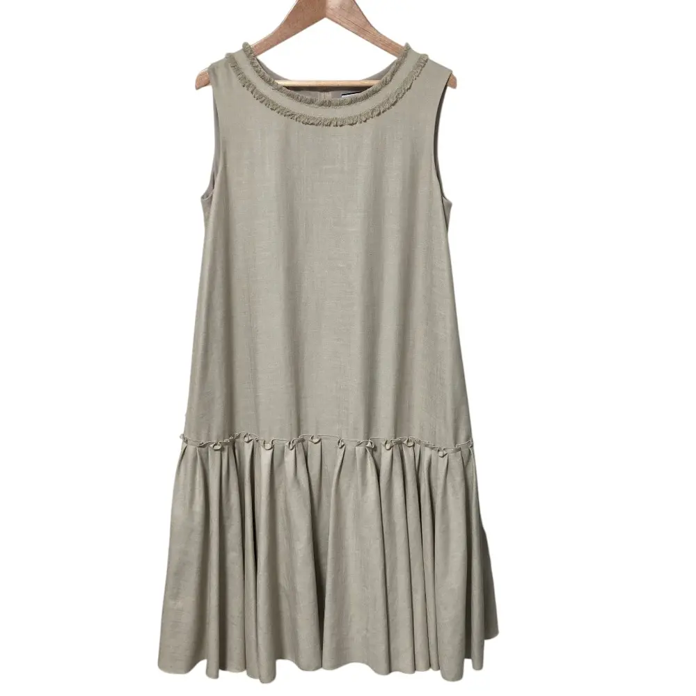 FOXEY NEW YORK フォクシーニューヨーク リネンフェイス ノースリーブドレス ワンピース 38321 サイズ38 グレージュ