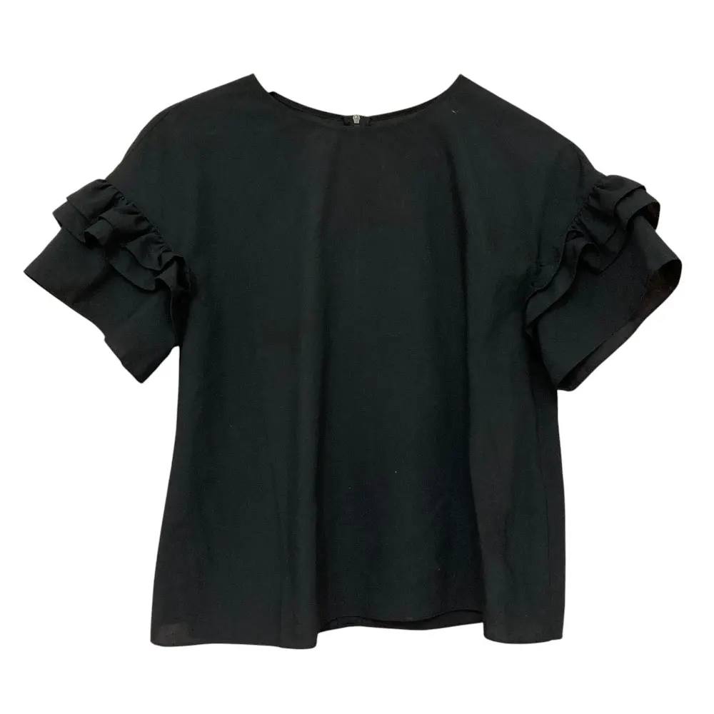 FOXEY NEW YORK フォクシーニューヨーク Ruffle Trim Sleeve Tee ショートスリーブ カットソー 38128 サイズ40 ブラック