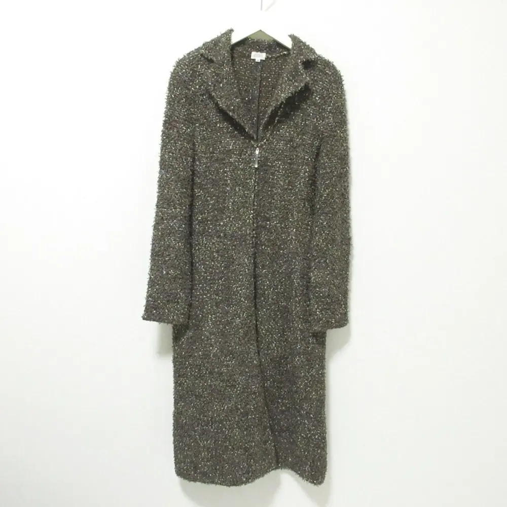 FOXEY BOUTIQUE フォクシー ロング ジップアップ ミックスナイロン ウール ニット コート ジャケット 15749 40 ブラウン