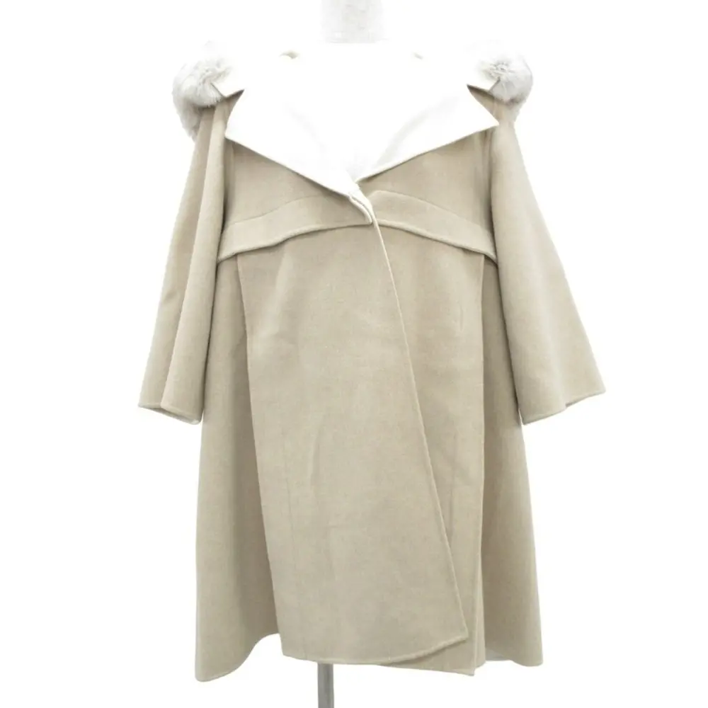 FOXEY フォクシー カシミヤ100% フォックスファー ダブルフェイス シャムニーコート 27339 38 ベージュ