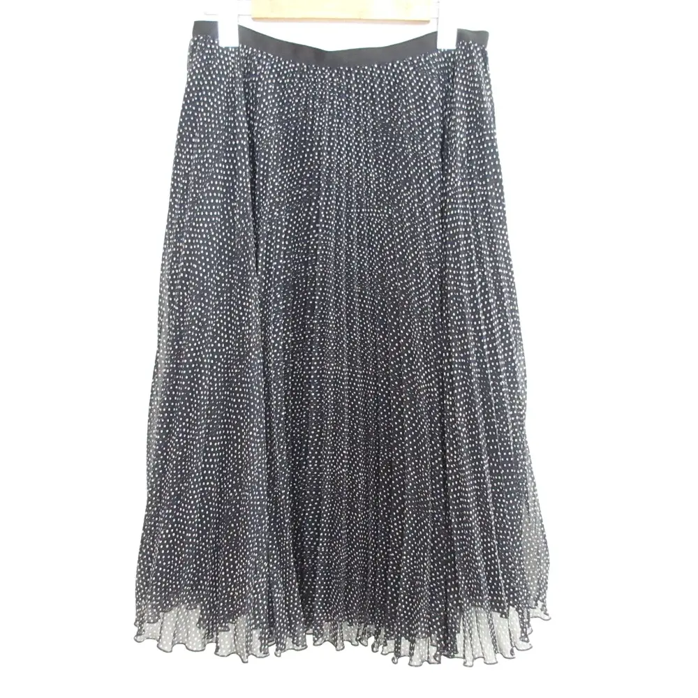 FOXEY NEW YORK フォクシーニューヨーク ひざ丈 シアードットプリーツスカート 41047 サイズ40 ブラック×ホワイト