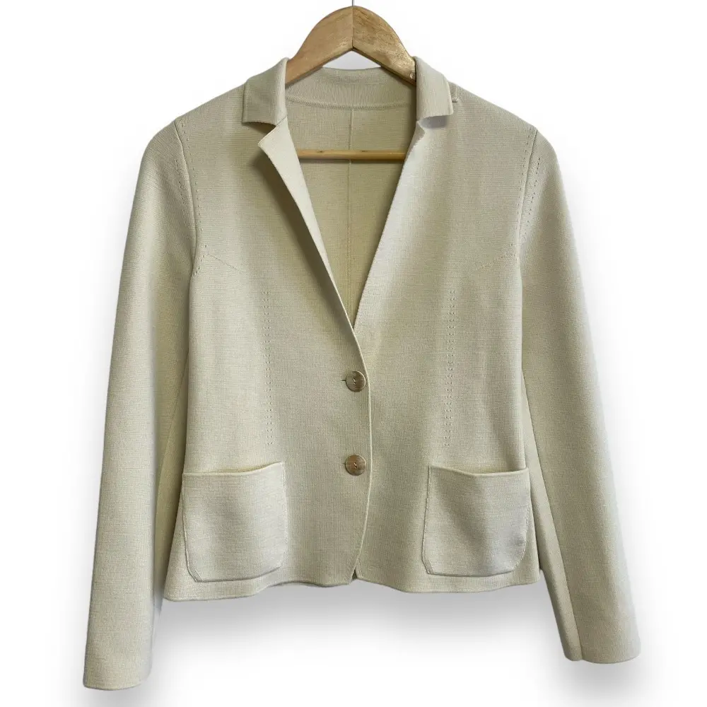 FOXEY フォクシー オルセー ウッド釦 シングル ニット テーラードジャケット ブルゾン カーディガン 35231 38 アイボリー