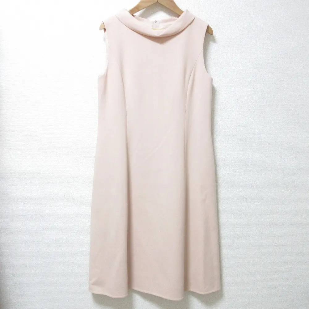 FOXEY フォクシー ひざ丈 ボトルネック ノースリーブ ウールフレアワンピース ドレス 36271 40 ピンク