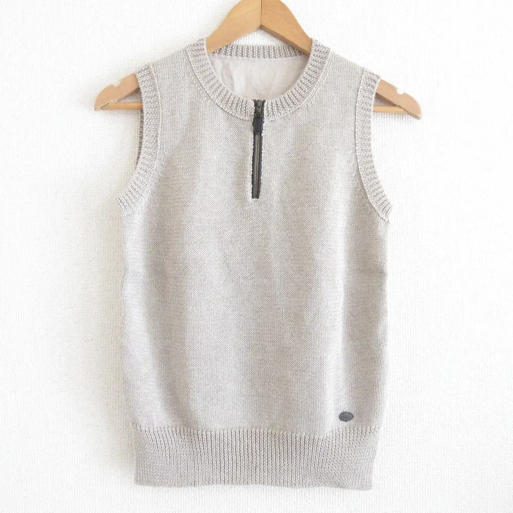 FOXEY フォクシー ハーフジップ プルオーバー リネンニット ベスト カットソー 34008 38 グレージュ