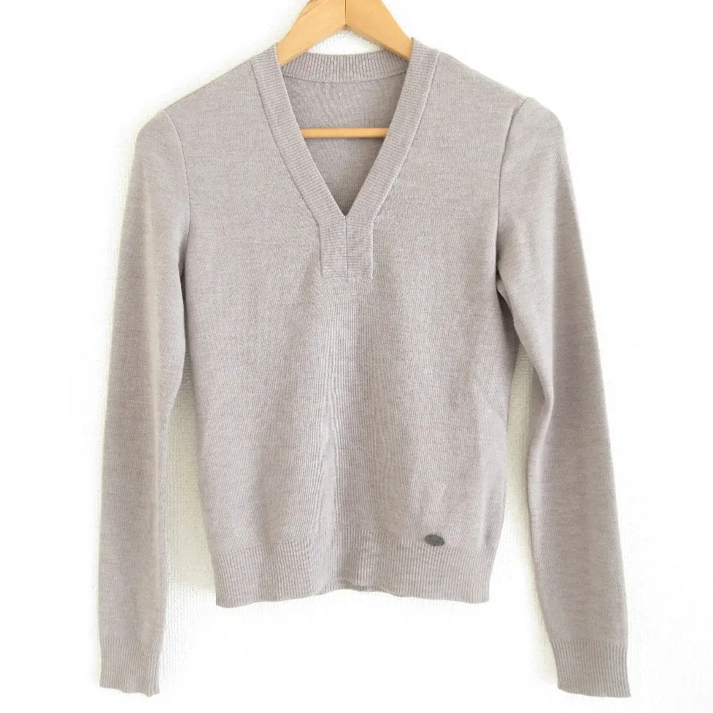 FOXEY フォクシー Vネック 長袖 プルオーバー ニット カットソー セーター 34515 38 グレージュ