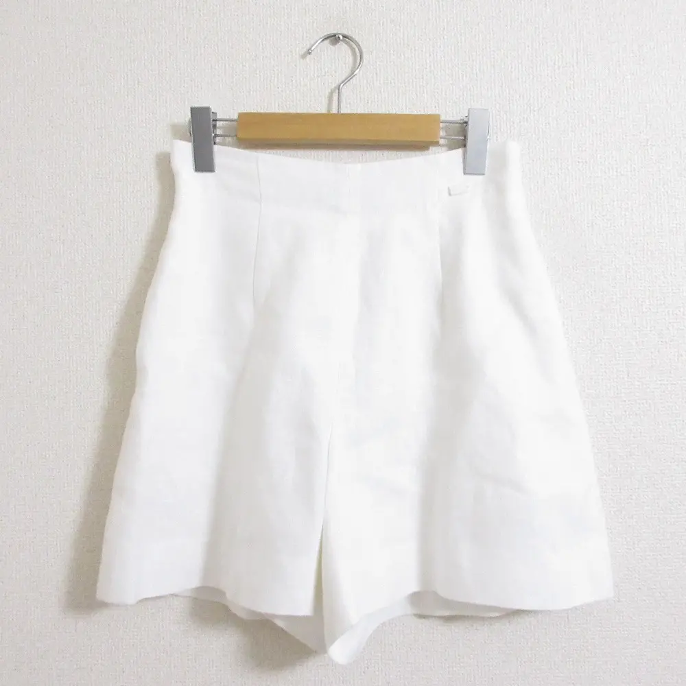FOXEY フォクシー Pants Linen Short リネン100％ ハイウエスト フレア ショートパンツ 39736 38 ホワイト