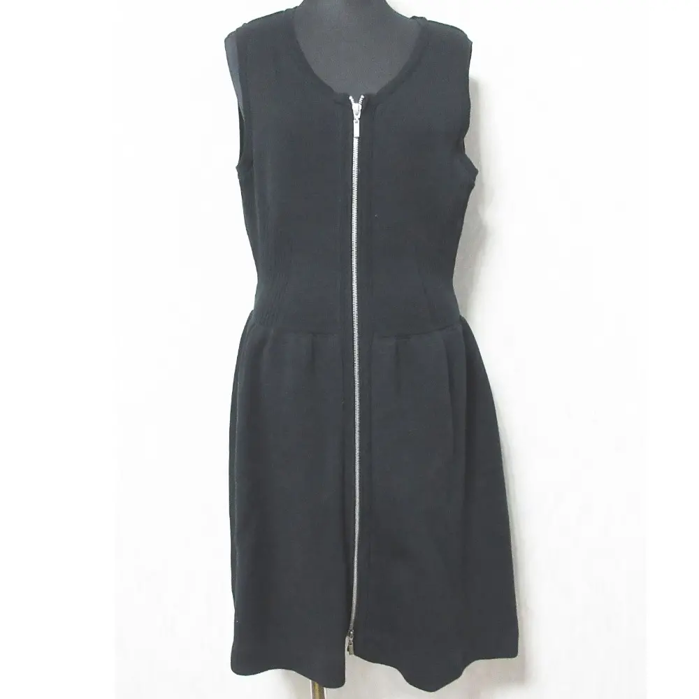 FOXEY フォクシー シェイプアップドレス フロントジップ ノースリーブ ひざ丈 ニットワンピース 34012 40 ブラック