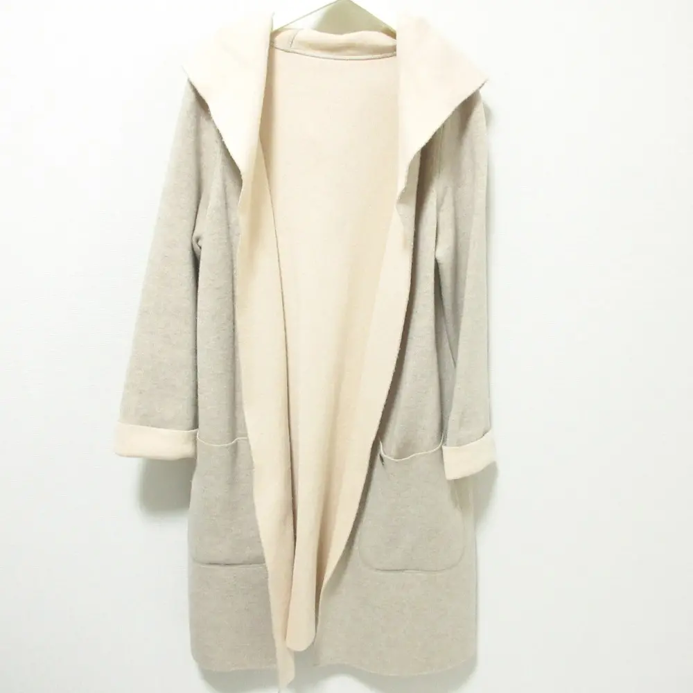 FOXEY フォクシー カシミヤ100％ ダブルフェイス フーデッド リバーシブル ガウンコート 33356 シナモン×ピーチソルベ