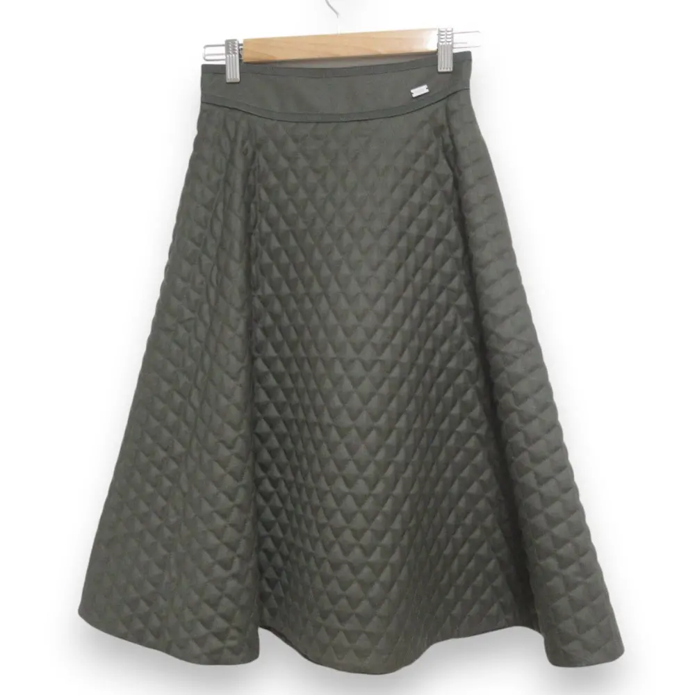 FOXY フォクシー Cross Flare ウール キルティング クロスフレアスカート 41769 38サイズ カーキ グリーン系
