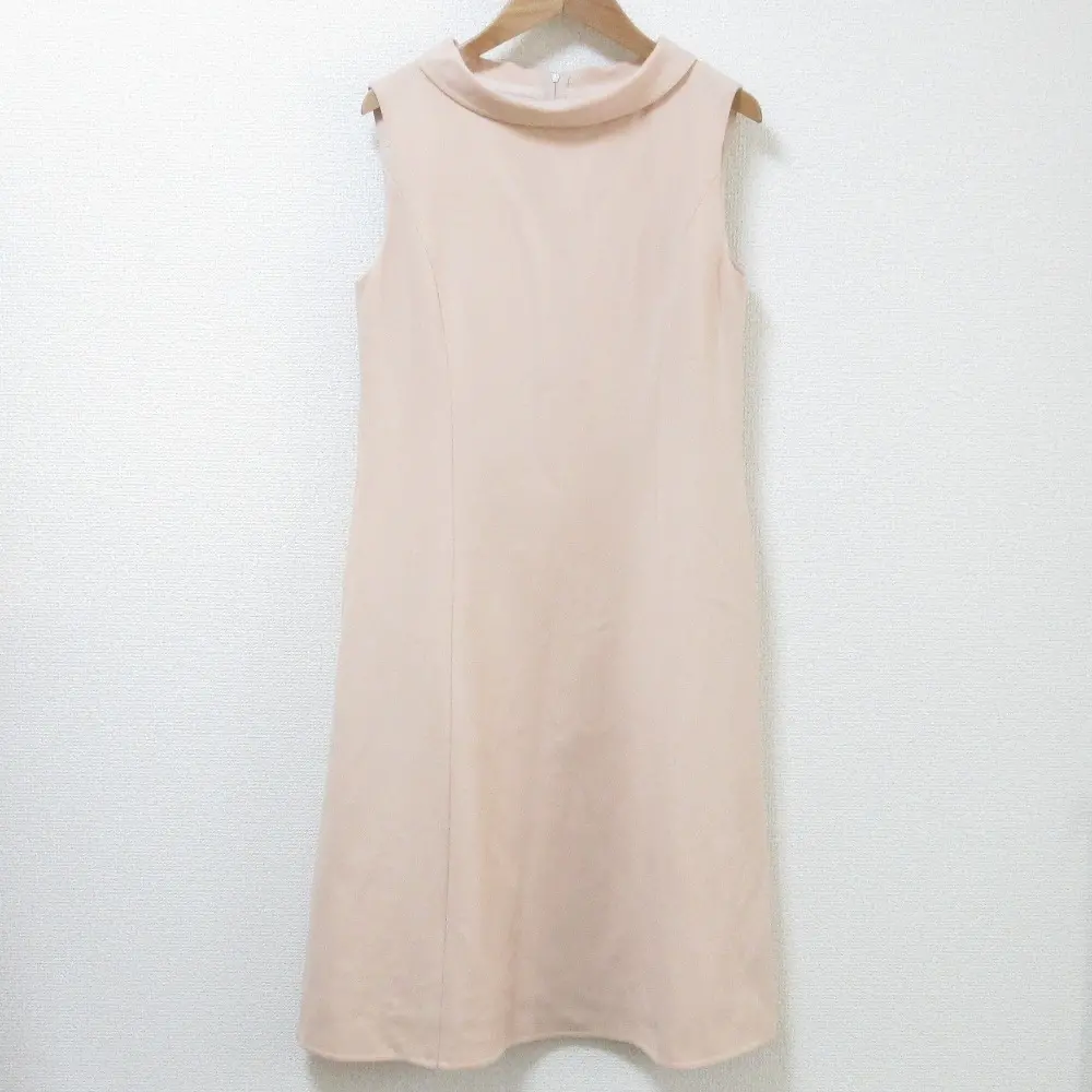 FOXEY フォクシー Dress Blancmange ストレッチ ダブルフェイス ノースリーブ ひざ丈 Aライン ワンピース 36271 サイズ40 ピンク