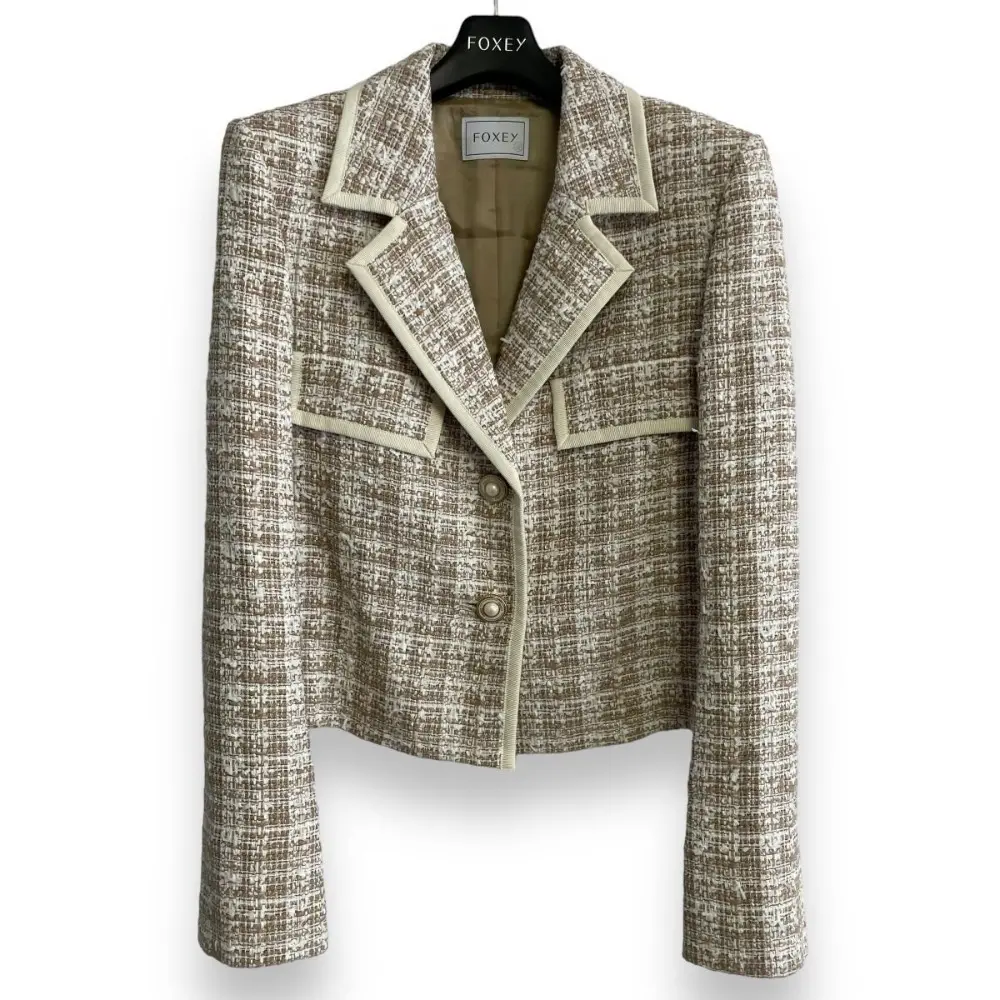 FOXEY フォクシー Queen Margaret クイーンマーガレット ショート丈 ツイードジャケット 40540 40 ブラウン系