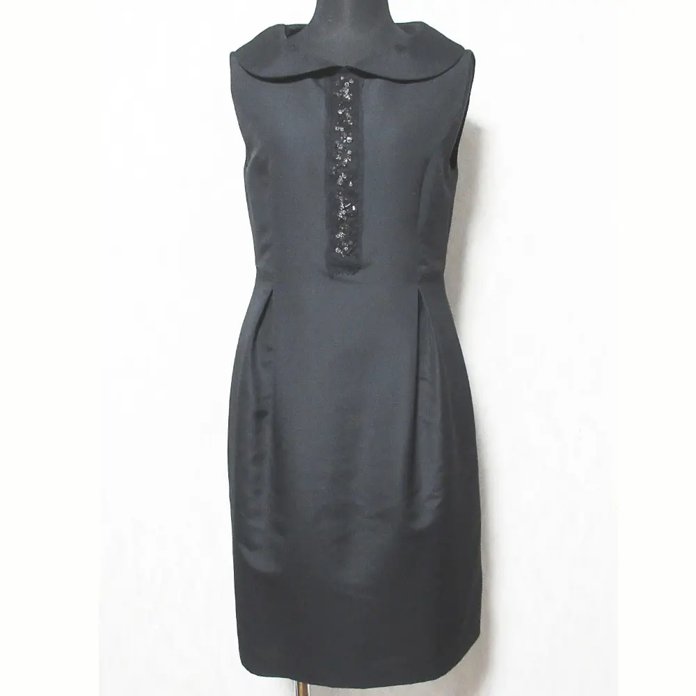 FOXEY フォクシー シルクウール ラウンドカラー ノースリーブ ひざ丈 ワンピース 25895 38 ブラック