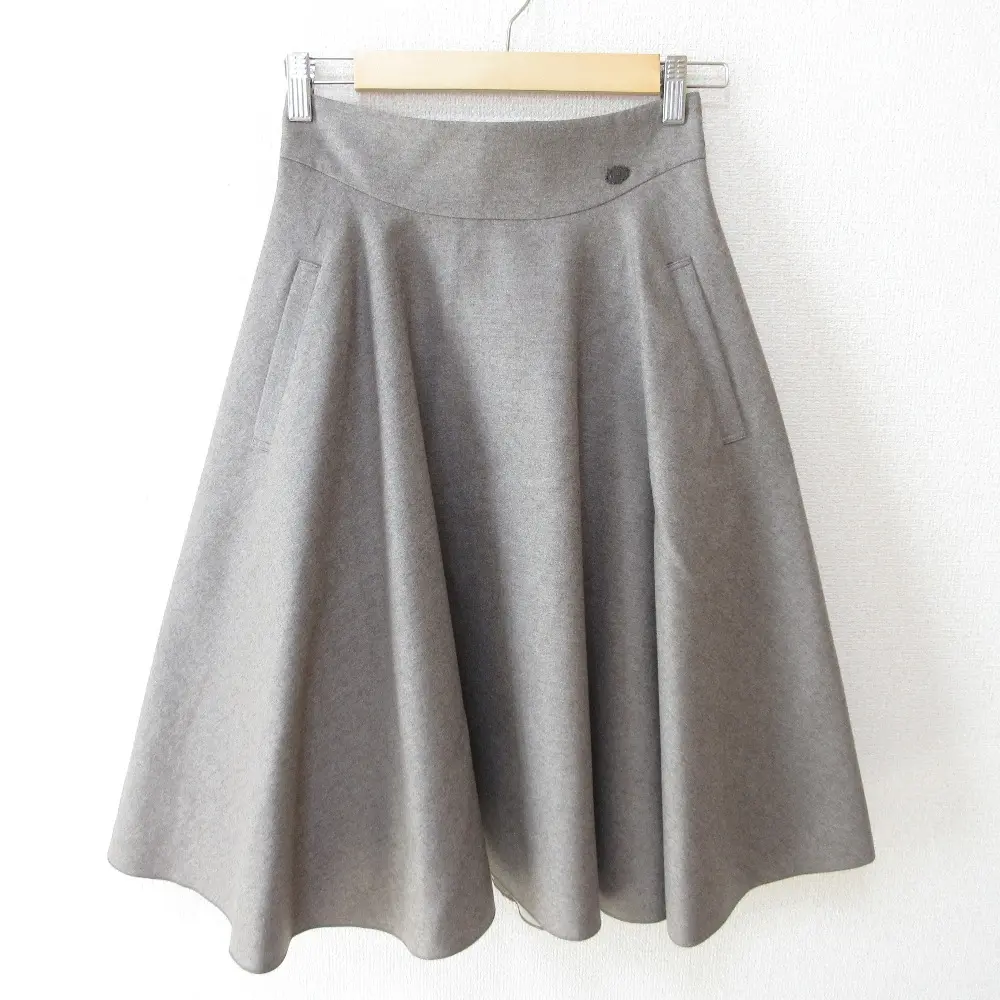 FOXEY フォクシー ウール ひざ丈 ミディ丈 フレア サーキュラースカート 35007 38 モカベージュ