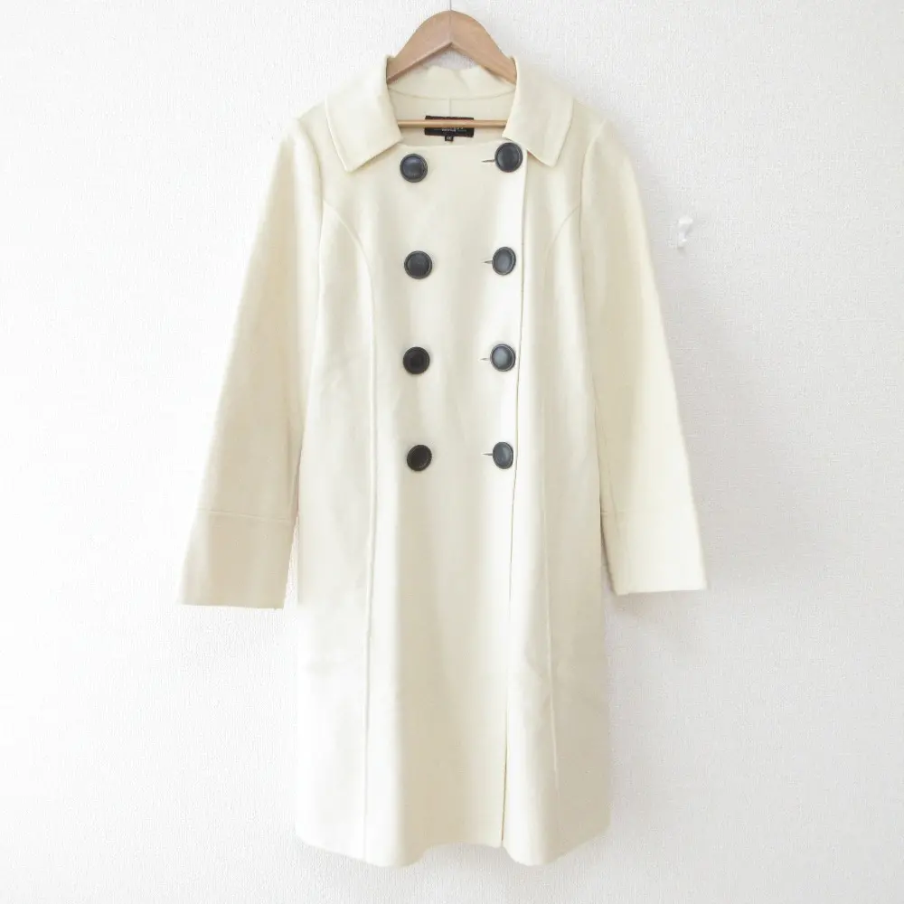 FOXEY フォクシー カシミヤ100% ダブルブレスト ロングコート 23291 40 アイボリー クリーム