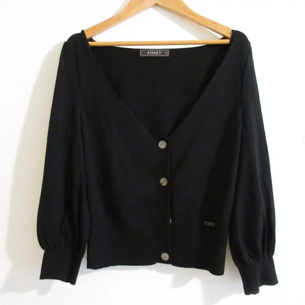 FOXEY フォクシー リフレッシングカーディガン ディープVネック ニット ボレロ 26801 40 ブラック