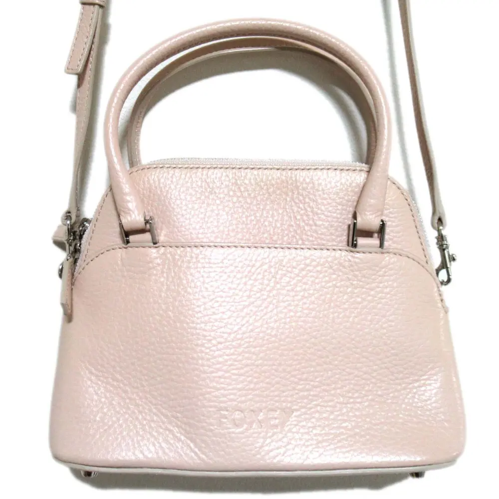 FOXEY フォクシー マカロン レザー 2WAY ショルダーバッグ ハンドバッグ ベージュ