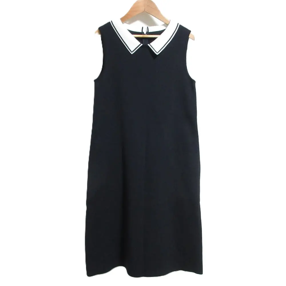 FOXEY フォクシー 2022年製 クレセント ノースリーブ ニットドレス ワンピース 42137 38 ダークネイビー