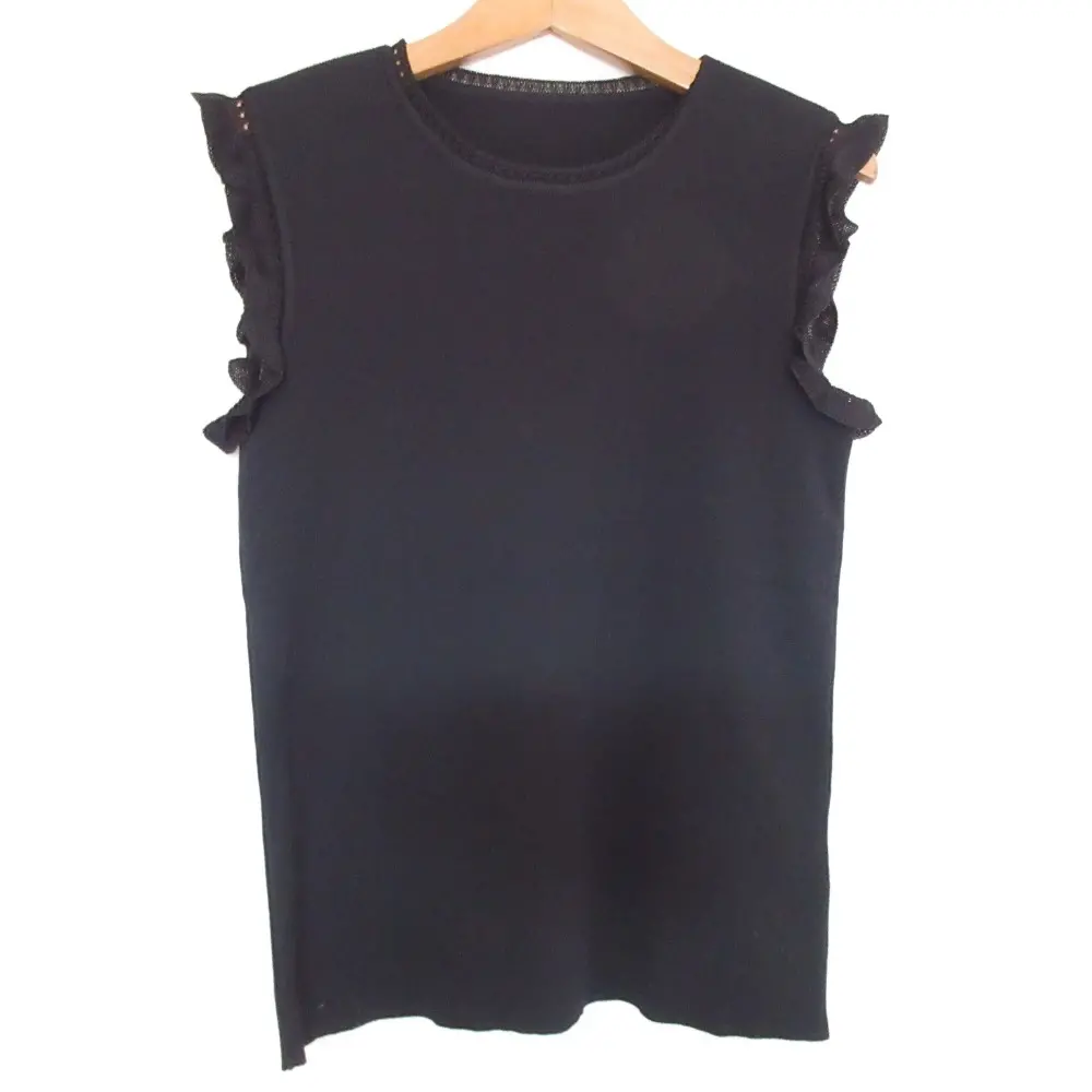 FOXEY フォクシー wint top knit top ノースリーブ フリル ニット プルオーバー カットソー 36771 38 ブラック