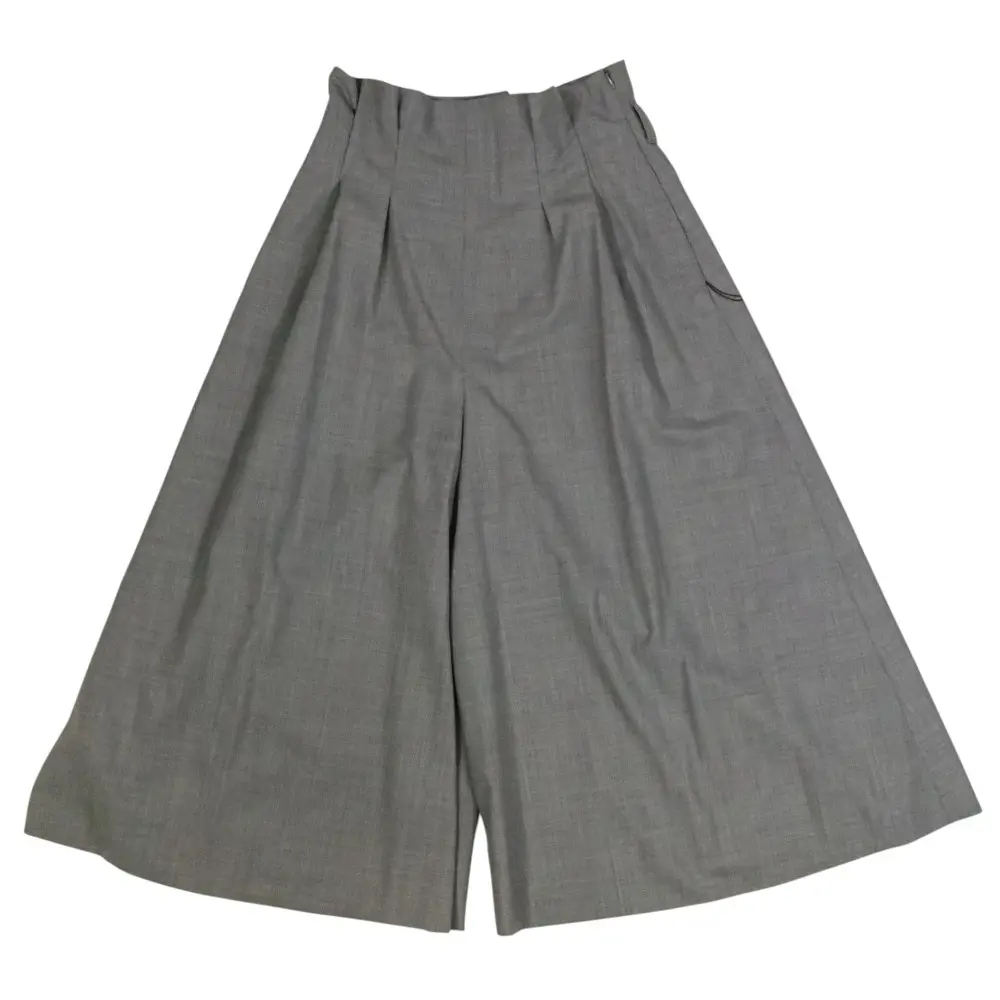 FOXEY フォクシー ベルト付き パンツプロポーション タック ワイド ガウチョパンツ 39564 サイズ40 グレー